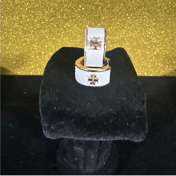 Tory Burch White and Gold Enamel Earrings - Picture 2 of 7